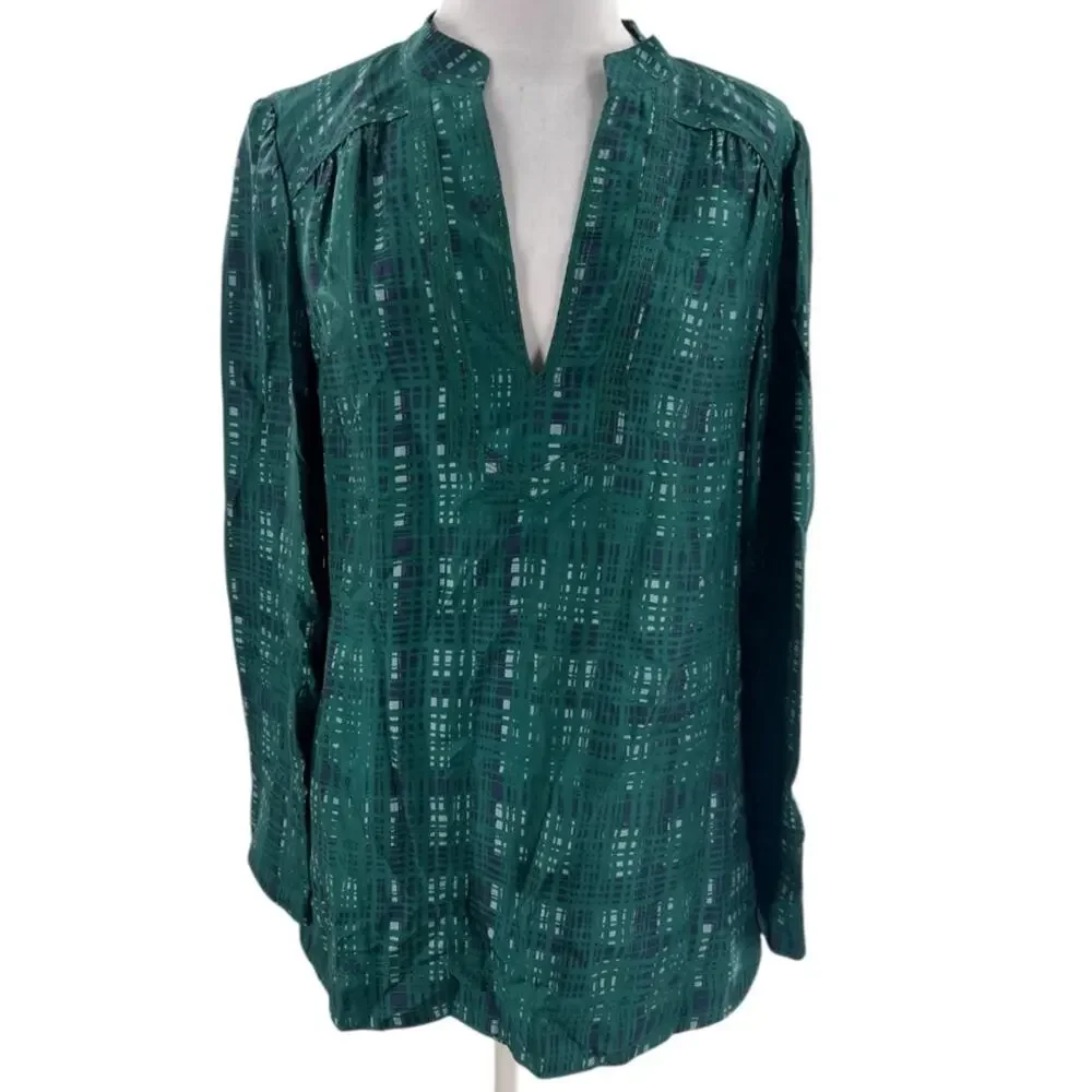 Tory‎ Burch Malachite Silk Print Whitfield Tunic green blue sz 8